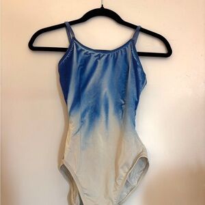 Blue and White Watercolor Leotard